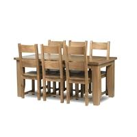 Chiltern Grand Oak Ext. Table 1800-2300mm & 6 or 8 Chairs - Timber or Faux Leather Seats (Table & 8 Timber Chairs)