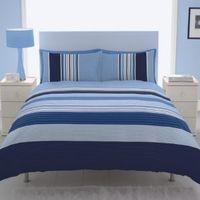 Chartwell Barcode Striped Blue Double Bed Cover Set