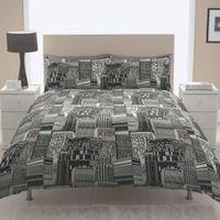 Chartwell City Scape Contemporary Black King Size Bed Cover Set