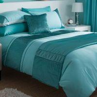 Chartwell Como Striped Turquoise Double Bed Cover Set