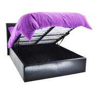 Chameleon Faux Leather Ottoman Bed Black King