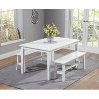 chiltern 150cm white dining table set with benches