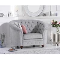 Chloe Chesterfield Grey Plush Fabric Armchair