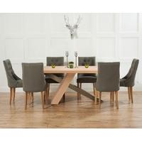 Chateau 225cm Oak and Metal Dining Table with Pacific Fabric Chairs