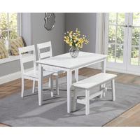 Chiltern 115cm White Dining Set with Bench and Chairs