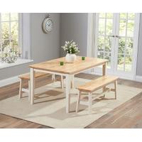 chiltern 150cm oak and cream dining set with benches