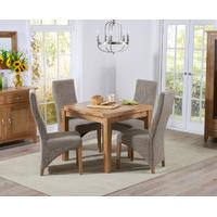 Cheadle 90cm Oak Extending Dining Table with Henley Fabric Dining Chairs