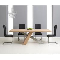 chateau 225cm oak and metal dining table with malaga chairs