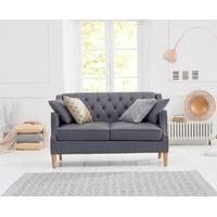 charlotte chesterfield grey leather 2 seater sofa