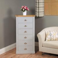 chadwell oak and grey tall 6 drawer chest of drawers