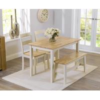 Chiltern 115cm Oak and Cream Dining Table with Bench and Chairs