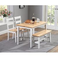 Chiltern 115cm Oak and White Dining Set with Bench and Chairs