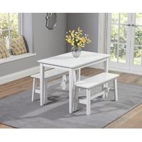 Chiltern 115cm White Dining Set with Benches