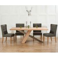 Chateau 180cm Oak and Metal Dining Table with Safia Fabric Chairs
