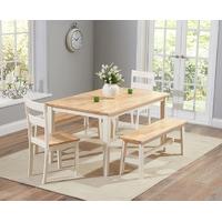 Chiltern 150cm Oak and Cream Dining Set with Benches and Chairs