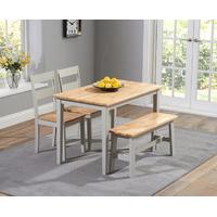 Chiltern 115cm Oak and Grey Dining Set with Chairs and Bench