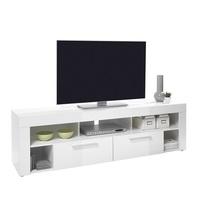 Chapel LCD TV Stand In White Gloss With 2 Drawers 5 Compartments