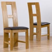Chelsea Dining Chair In Brown PU With Oak Frame In A Pair