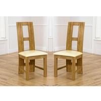 Chelsea Dining Chair In Cream PU With Oak Frame In A Pair