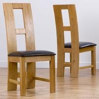 Chelsea Dining Chair In Black PU With Oak Frame In A Pair
