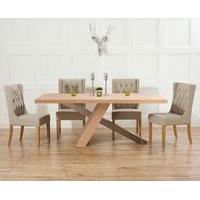 chateau 225cm oak and metal dining table with safia chairs