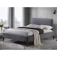 Chile Modern Fabric Bed In Grey With Wooden Legs