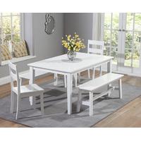 chiltern 150cm white dining table set with benches and chairs