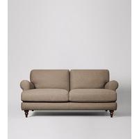 chiswick two seater sofa in oyster soft wool dark beech feet