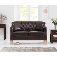 charlotte chesterfield brown leather 2 seater sofa