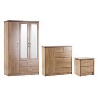 charles 3 door mirrored wardrobe 1 door 6 drawer chest and bedside set ...
