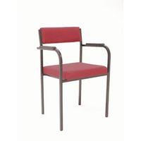 CHAIR - STEEL FRAMED, PK4 WITH ARMS, BURGUNDY