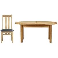 Charltons Bretagne Oak Dining Set - Oval Butterfly Extending with 4 Cambridge Padded Chairs