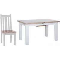 Chalked Oak and Light Grey Dining Set - Extending with 6 Vertical Slats Chairs