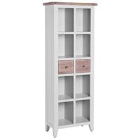 Chalked Oak and Light Grey Bookcase - 2 Drawer