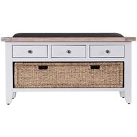 Chalked Oak and Light Grey Storage - 3 Drawer with Basket Drawer and Plush Asphalt Fabric Seat