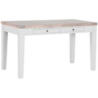 chalked oak and light grey cafe table rectangular 2 drawer