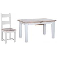 Chalked Oak and Light Grey Dining Set - Extending with 6 Horizontal Slats Chairs