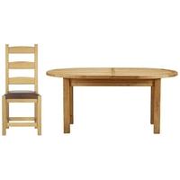 Charltons Bretagne Oak Dining Set - Oval Butterfly Extending with 4 Padded Chairs