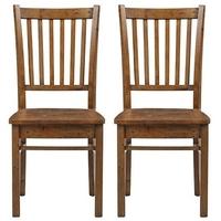 Charltons Industrial Reclaimed Pine Wooden Seat Dining Chair (Pair)