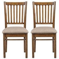 Charltons Industrial Reclaimed Pine Fabric Seat Dining Chair (Pair)