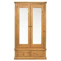 Chunky Pine Double Wardrobe with Mirrors