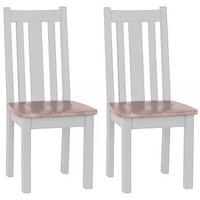 Chalked Oak and Light Grey Dining Chair - Timber Seat with Vertical Slats (Pair)