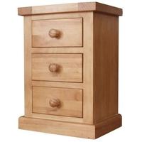 chunky pine large 3 drawer bedside cabinet