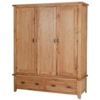 Cherbourg Oak Triple Wardrobe with Drawer