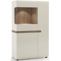 chelsea white high gloss display cabinet with truffle oak trim low