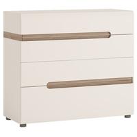 chelsea white high gloss chest of drawers with truffle oak trim 4 draw ...