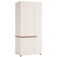 Chelsea White High Gloss Wardrobe with Truffle Oak Trim - 2 Door