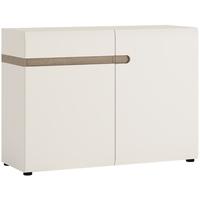 Chelsea White High Gloss Sideboard with Truffle Oak Trim - 2 Door 1 Drawer