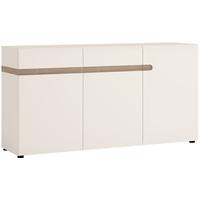 Chelsea White High Gloss Sideboard with Truffle Oak Trim - 3 Door 2 Drawer