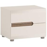 Chelsea White High Gloss Bedside Cabinet with Truffle Oak Trim